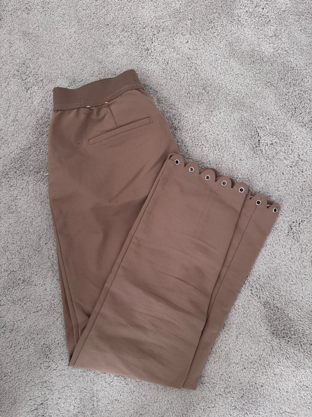 Express Khaki Scalloped Hem Pants